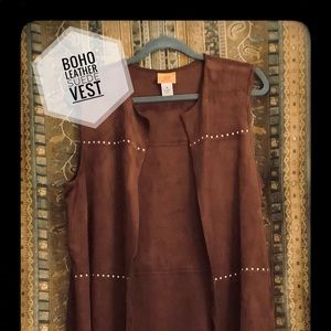 Boho Faux suede vest with fringe.